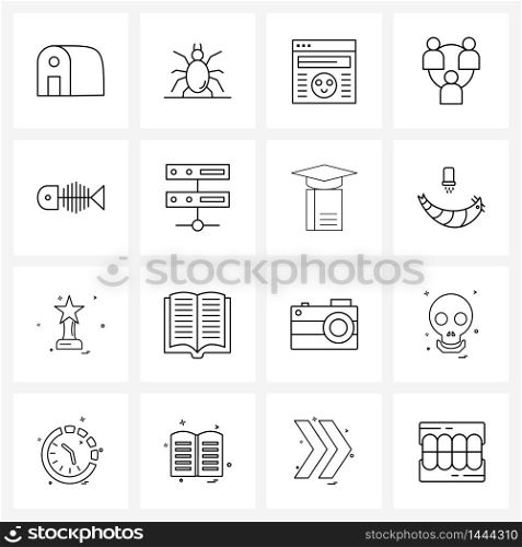 Set of 16 UI Icons and symbols for Halloween, marketing, happy, work, business Vector Illustration