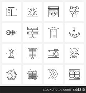 Set of 16 UI Icons and symbols for Halloween, marketing, happy, work, business Vector Illustration