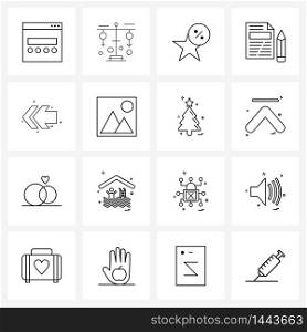 Set of 16 UI Icons and symbols for pointer, arrow, rating, report, office Vector Illustration