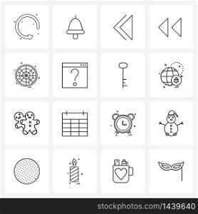 Set of 16 Universal Line Icons of focus, dart, chevron, back, arrow Vector Illustration