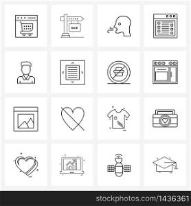 Set of 16 Universal Line Icons of online, web, cyber, mouth, dentistry Vector Illustration