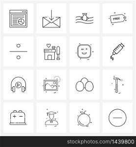 Set of 16 Universal Line Icons of, shopping, dolphin, sale, swim Vector Illustration