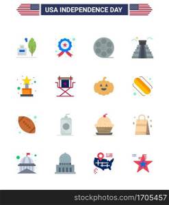 Set of 16 USA Day Icons American Symbols Independence Day Signs for award; usa; movis; american; building Editable USA Day Vector Design Elements