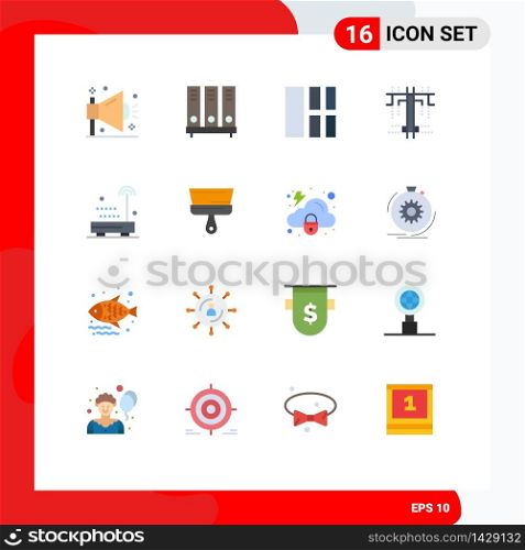 Set of 16 Vector Flat Colors on Grid for devices, process, document, creative, interface Editable Pack of Creative Vector Design Elements