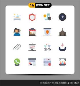 Set of 16 Vector Flat Colors on Grid for man, customer, connect, content, gearshift Editable Pack of Creative Vector Design Elements