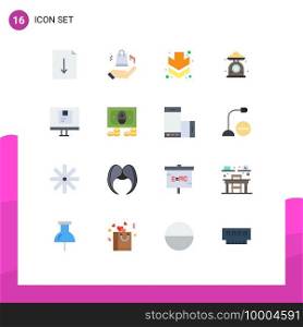 Set of 16 Vector Flat Colors on Grid for online, delivery, full, computer, kitchen scale Editable Pack of Creative Vector Design Elements