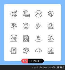 Set of 16 Vector Outlines on Grid for decoration, image, baby, login, user Editable Vector Design Elements