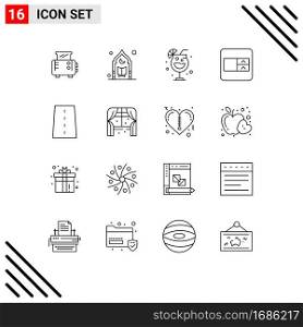 Set of 16 Vector Outlines on Grid for path, infrastructure, night, driveway, select box Editable Vector Design Elements