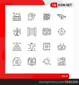 Set of 16 Vector Outlines on Grid for zoom, space, mind, astronomy, yarn Editable Vector Design Elements