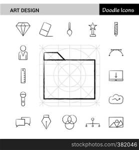 Set of 17 Art and Design hand-drawn icon set
