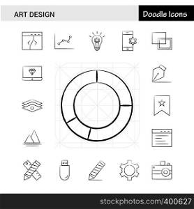 Set of 17 Art Design hand-drawn icon set