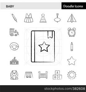 Set of 17 Baby hand-drawn icon set