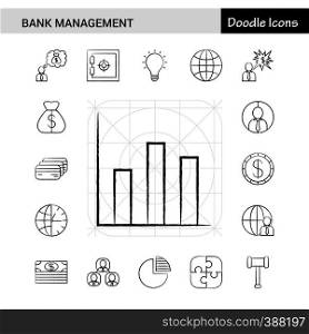 Set of 17 Bank Management hand-drawn icon set