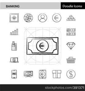 Set of 17 Banking hand-drawn icon set