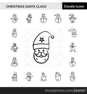 Set of 17 Christmas Santa Clause hand-drawn icon set