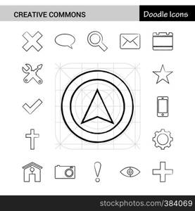 Set of 17 Creative Commons hand-drawn icon set