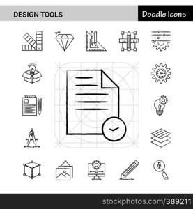 Set of 17 Design Tools hand-drawn icon set