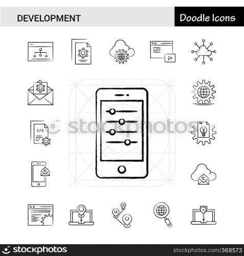 Set of 17 Development hand-drawn icon set