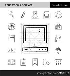 Set of 17 Education and Science hand-drawn icon set