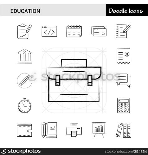 Set of 17 Education hand-drawn icon set
