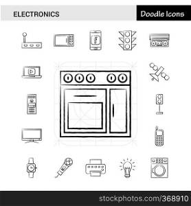 Set of 17 Electronics hand-drawn icon set