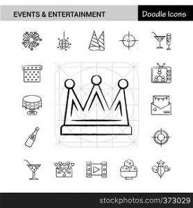 Set of 17 Events and Entertainment hand-drawn icon set