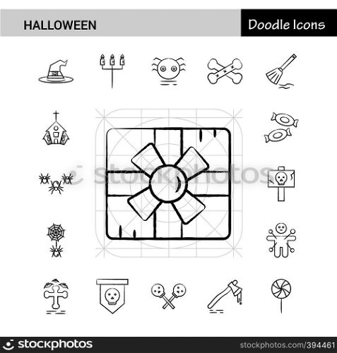 Set of 17 Halloween hand-drawn icon set