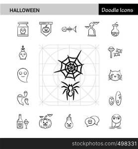 Set of 17 Halloween hand-drawn icon set