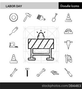 Set of 17 Labor day hand-drawn icon set