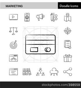 Set of 17 Marketing hand-drawn icon set
