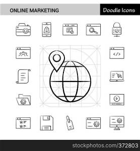 Set of 17 Online Marketing hand-drawn icon set