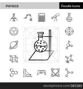 Set of 17 Physics hand-drawn icon set