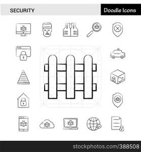 Set of 17 Security hand-drawn icon set
