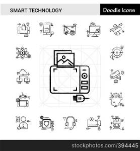 Set of 17 Smart Technology hand-drawn icon set