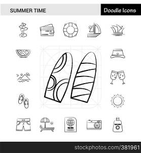 Set of 17 Summer Time hand-drawn icon set