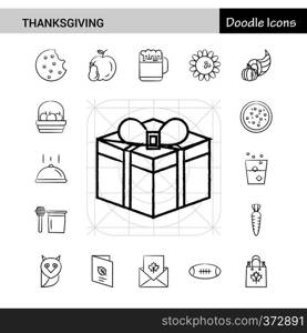 Set of 17 Thanksgiving hand-drawn icon set