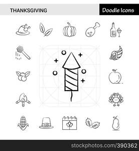 Set of 17 Thanksgiving hand-drawn icon set