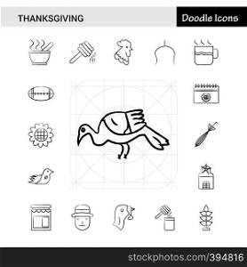 Set of 17 Thanksgiving hand-drawn icon set