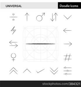 Set of 17 Universal hand-drawn icon set