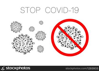 Set of 2019-nCoV bacteria isolated on white background. few Coronavirus in red circle vector Icon. COVID-19 bacteria corona virus disease sign. SARS pandemic concept symbol. Pandemic. Human health. Set of 2019-nCoV bacteria isolated on white background. few Coronavirus in red circle vector Icon. COVID-19 bacteria corona virus disease sign. SARS pandemic concept symbol. Pandemic. Human health .