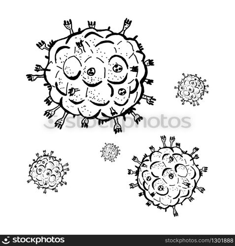 Set of 2019-nCoV bacteria on white background. Coronavirus vector Icon. COVID-19 bacteria corona virus disease sign. SARS pandemic concept symbol. Pandemic. Human health and medical. Set of 2019-nCoV bacteria on white background. Coronavirus vector Icon. COVID-19 bacteria corona virus disease sign. SARS pandemic concept symbol. Pandemic. Human health and medical.