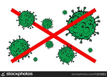 Set of 2019-nCoV bacteria on white background. Coronavirus vector Icon with red cross. COVID-19 bacteria corona virus disease sign. SARS pandemic concept symbol. Pandemic. Human health and medical. Set of 2019-nCoV bacteria on white background. Coronavirus vector Icon with red cross. COVID-19 bacteria corona virus disease sign. SARS pandemic concept symbol. Pandemic. Human health and medical.