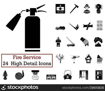 Set of 24 Fire service Icon. Set of 24 Fire service Icons in Black Color.Vector illustration.