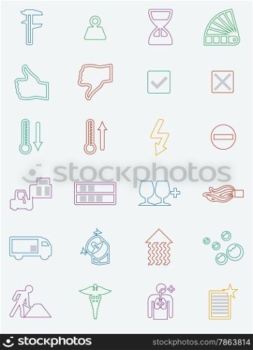 Set of 24 industry and various icons. Line art design.