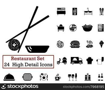 Set of 24 Restaurant icons in Black Color.