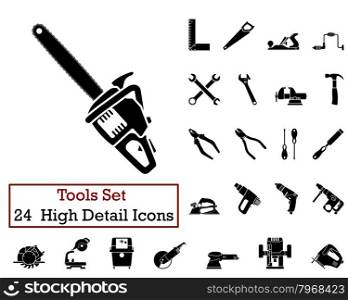 Set of 24 Tools Icons in Black Color.