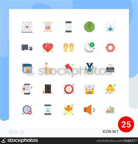 Set of 25 Commercial Flat Colors pack for gift, match, usa, ball, ring Editable Vector Design Elements