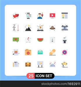 Set of 25 Commercial Flat Colors pack for play, computer, monitoring, monitor, sport Editable Vector Design Elements
