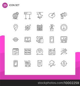 Set of 25 Commercial Lines pack for air, pen, sport, note, chat Editable Vector Design Elements