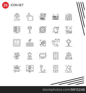 Set of 25 Commercial Lines pack for dslr, digital, ebook, camera, electronic Editable Vector Design Elements